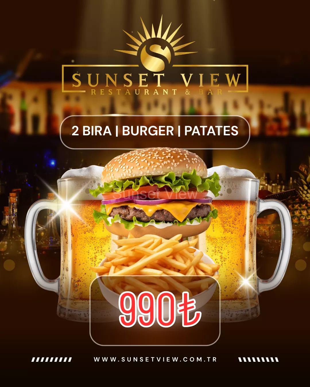 2 ADET EFES + BURGER+ PATATES